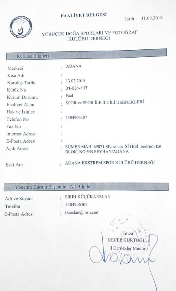 Our Activity Certificate